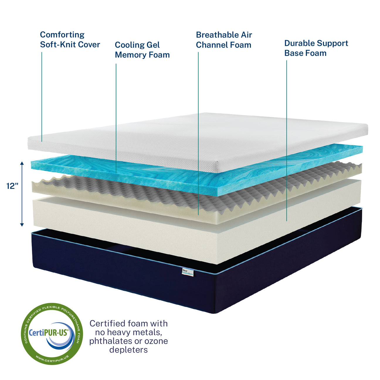 Marley 12" Medium-Firm Cooling Gel Memory Foam Mattress