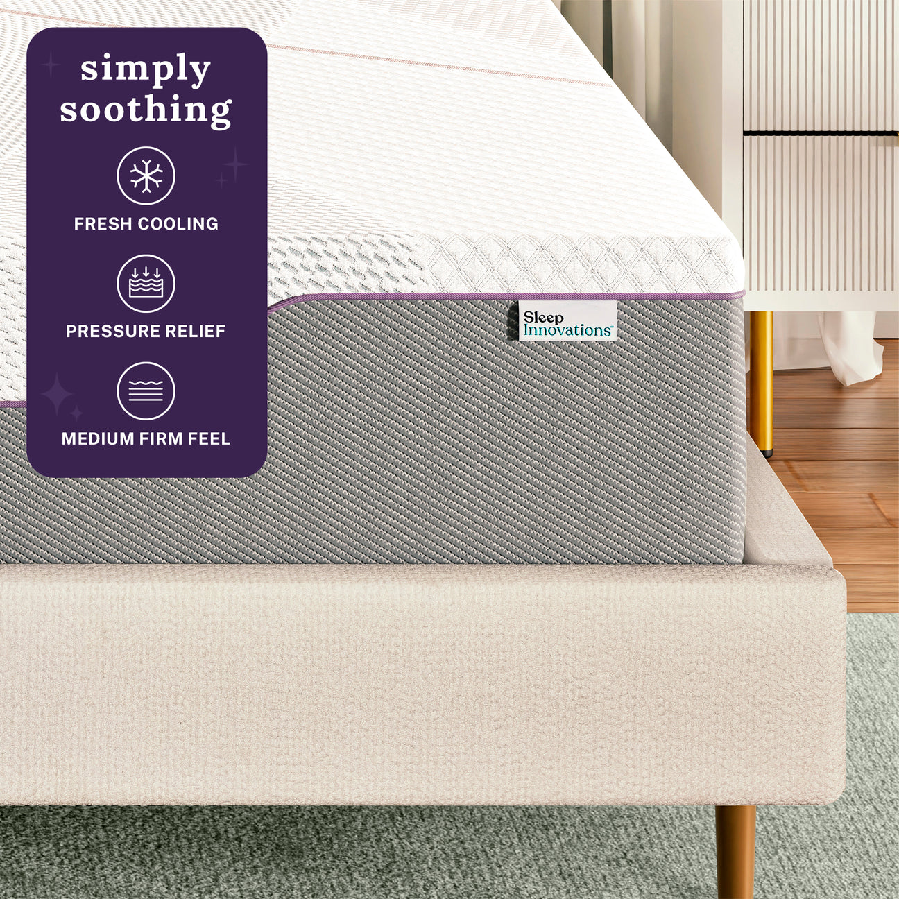 Marley 12" Medianamente Firme Colchón de Espuma con Memoria de Gel Té Verde