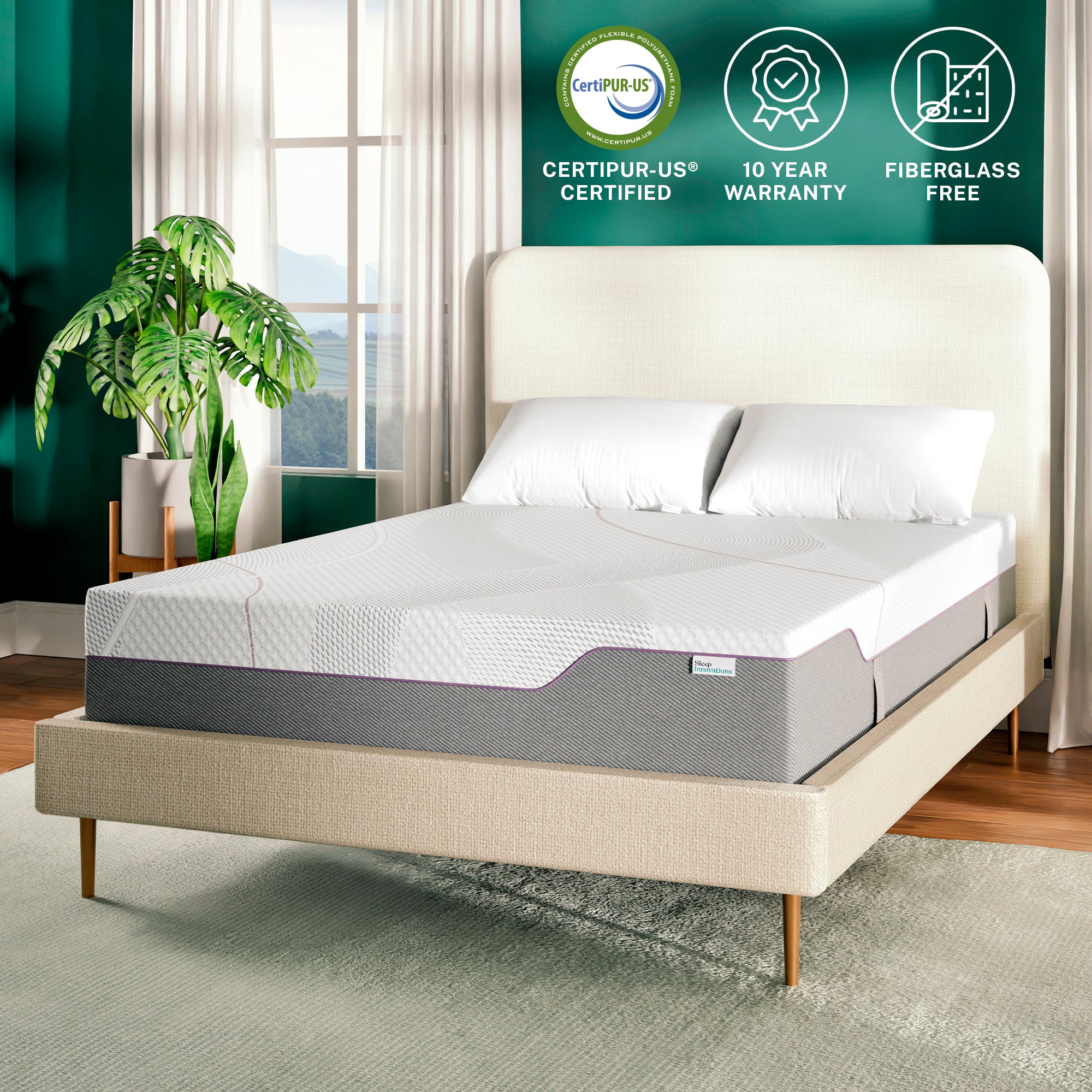 Marley 12" Medium Firm Green Tea Gel Memory Foam Mattress