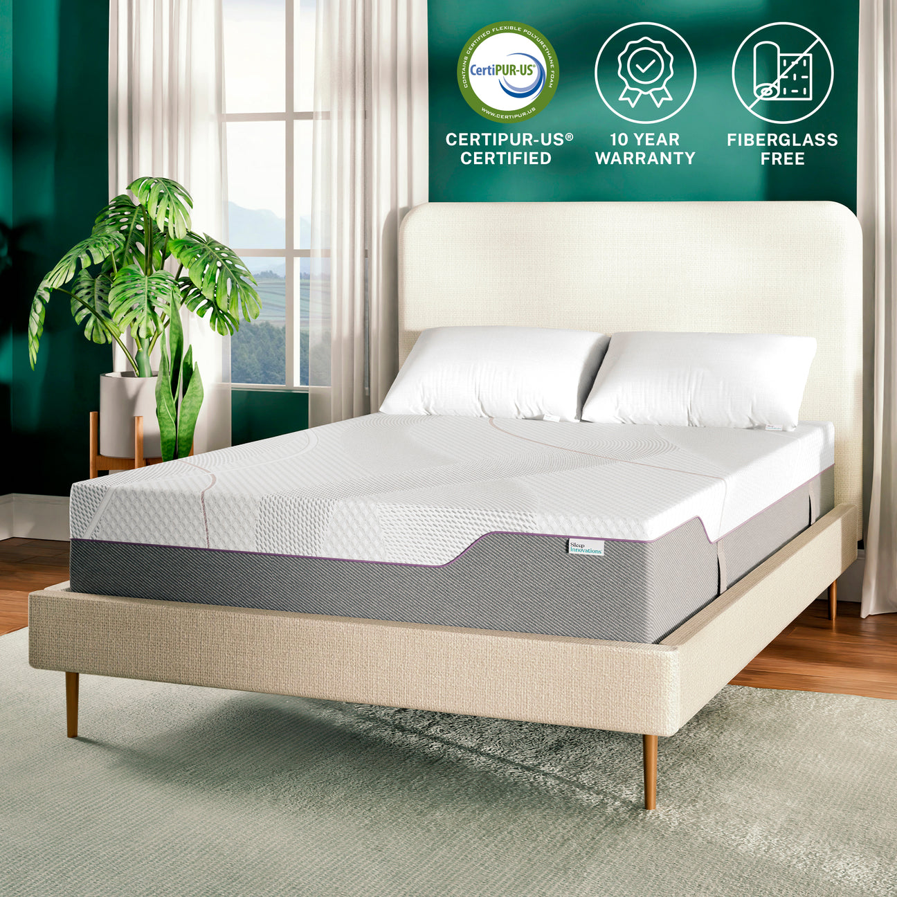 Marley 12" Medianamente Firme Colchón de Espuma con Memoria de Gel Té Verde