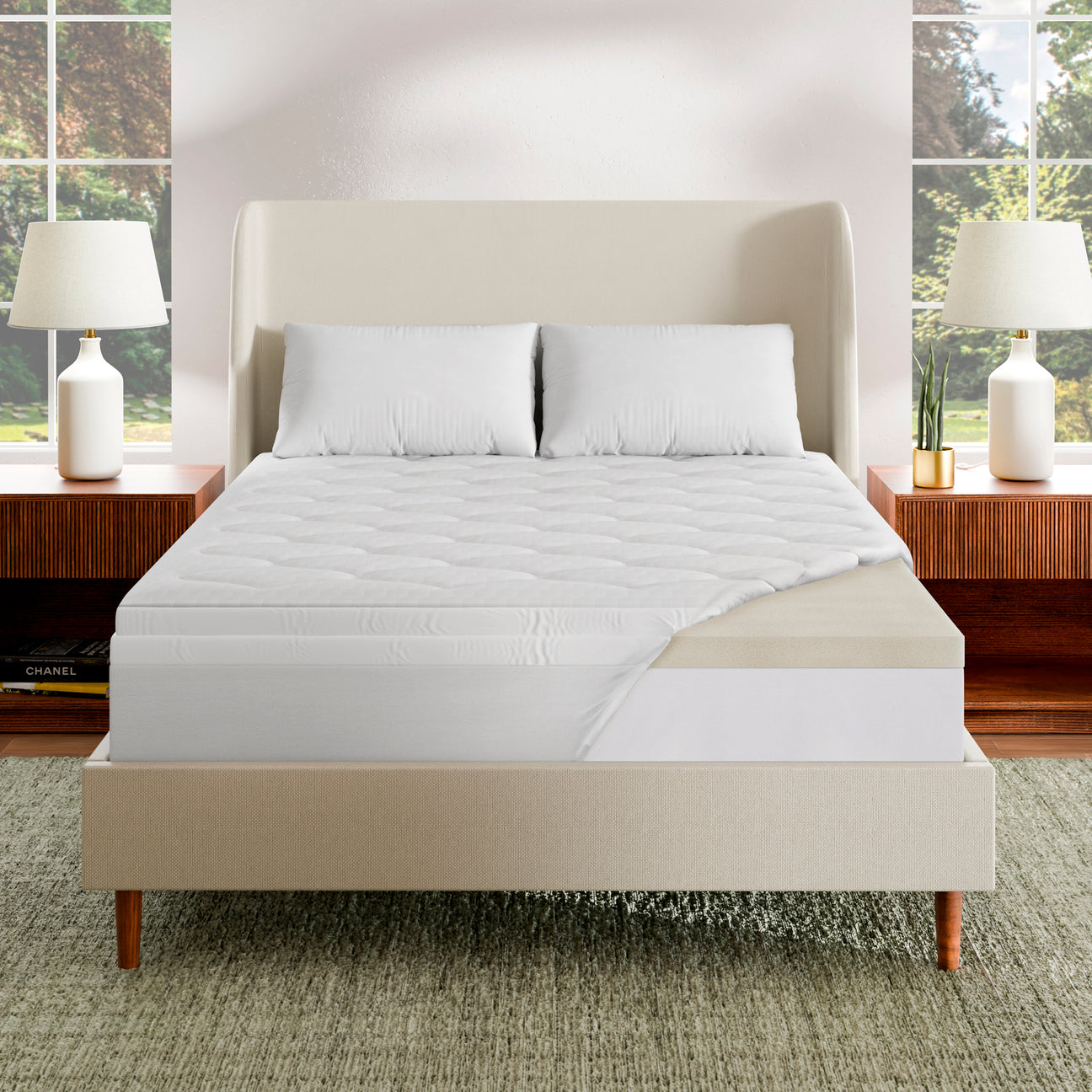 4 Inch Green Tea Pillow Top & Support Foam Mattress Topper