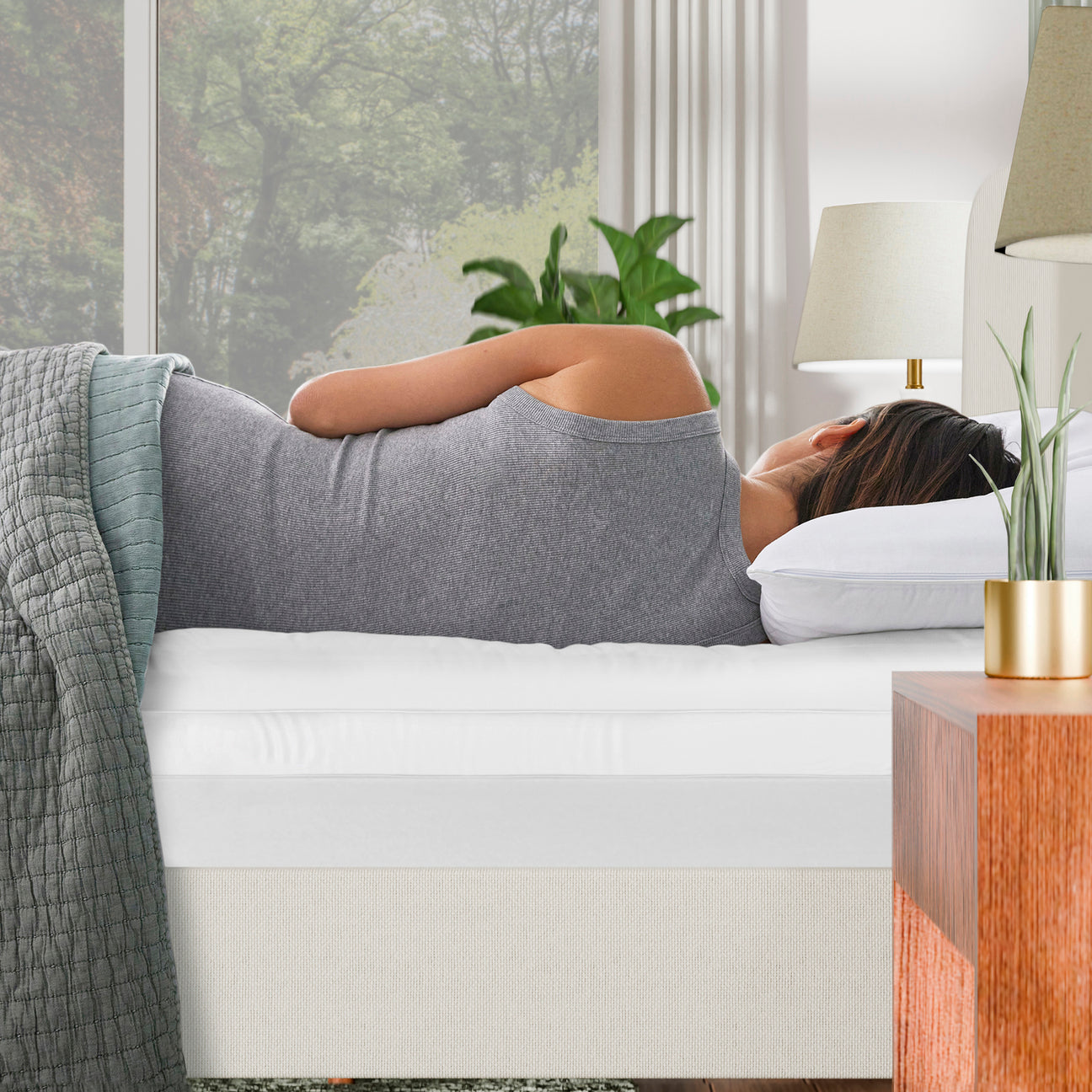 4 Inch Green Tea Pillow Top & Support Foam Mattress Topper