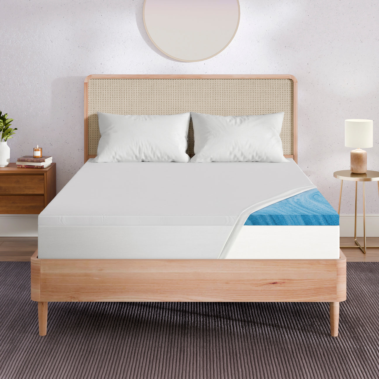 2 Inch Green Tea Gel Memory Foam Mattress Topper