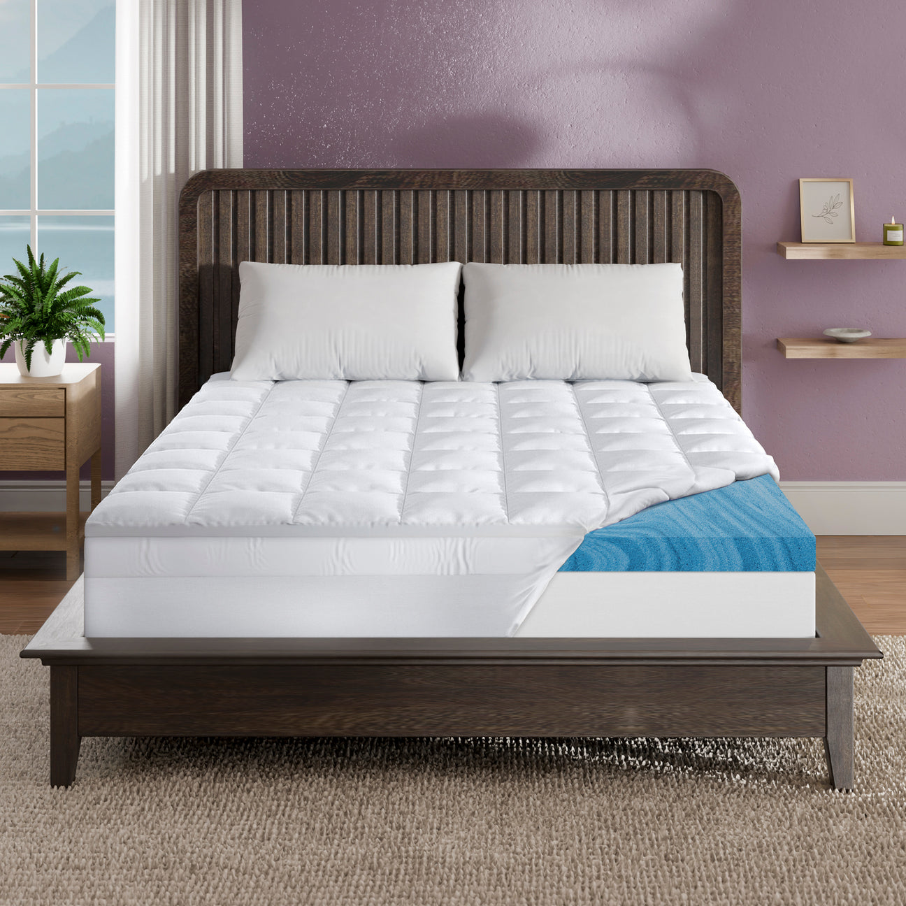 4 Inch Pillow Top & Green Tea Gel Memory Foam Mattress Topper