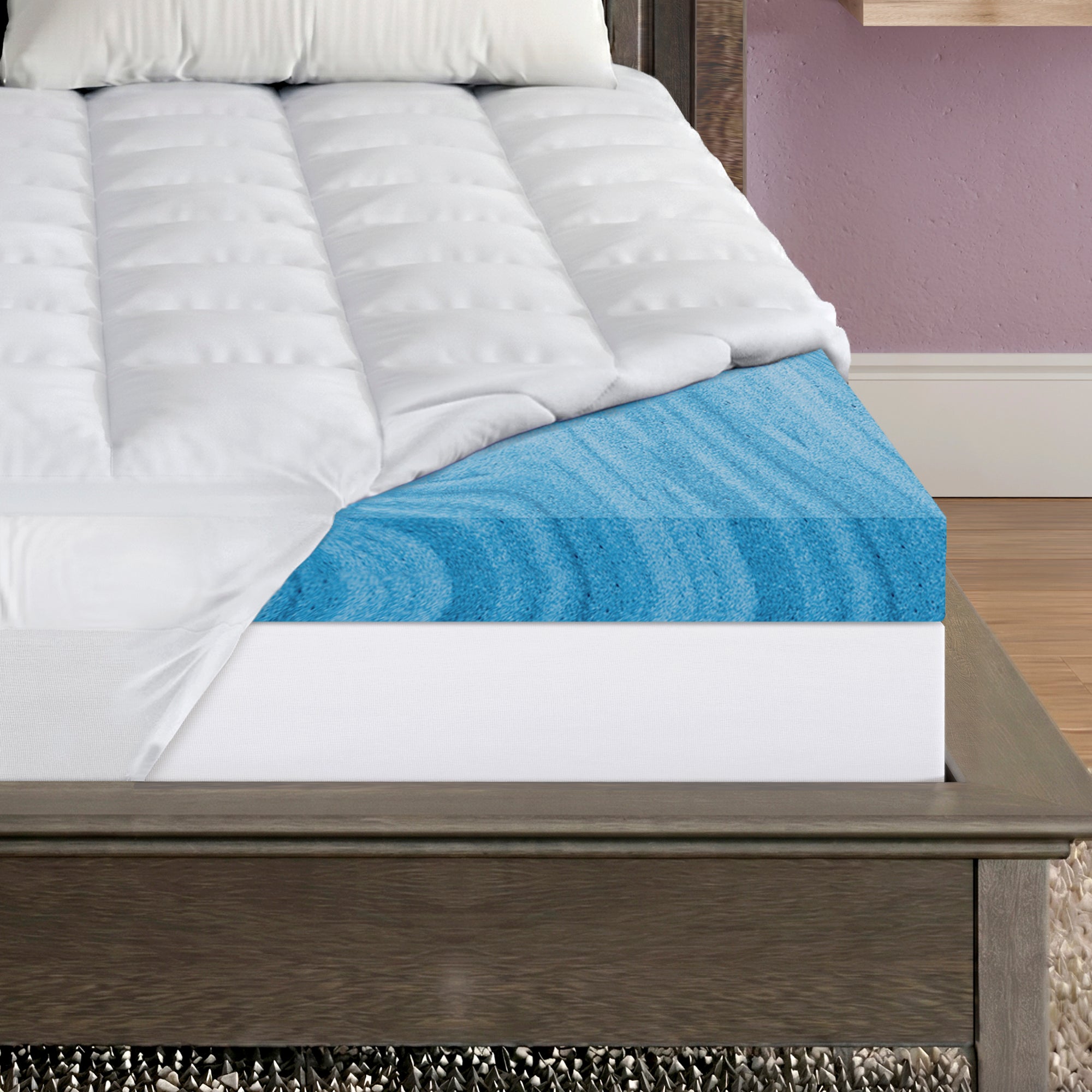 4 Inch Pillow Top & Green Tea Gel Memory Foam Mattress Topper