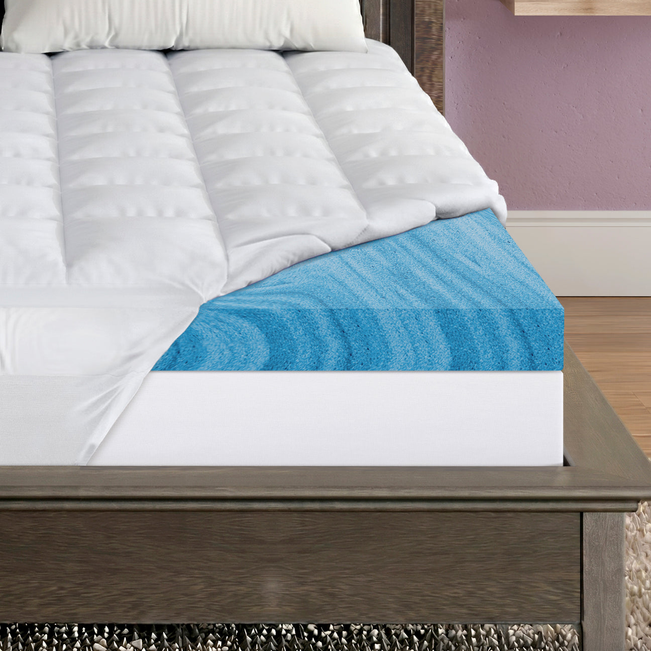 4 Inch Pillow Top & Green Tea Gel Memory Foam Mattress Topper