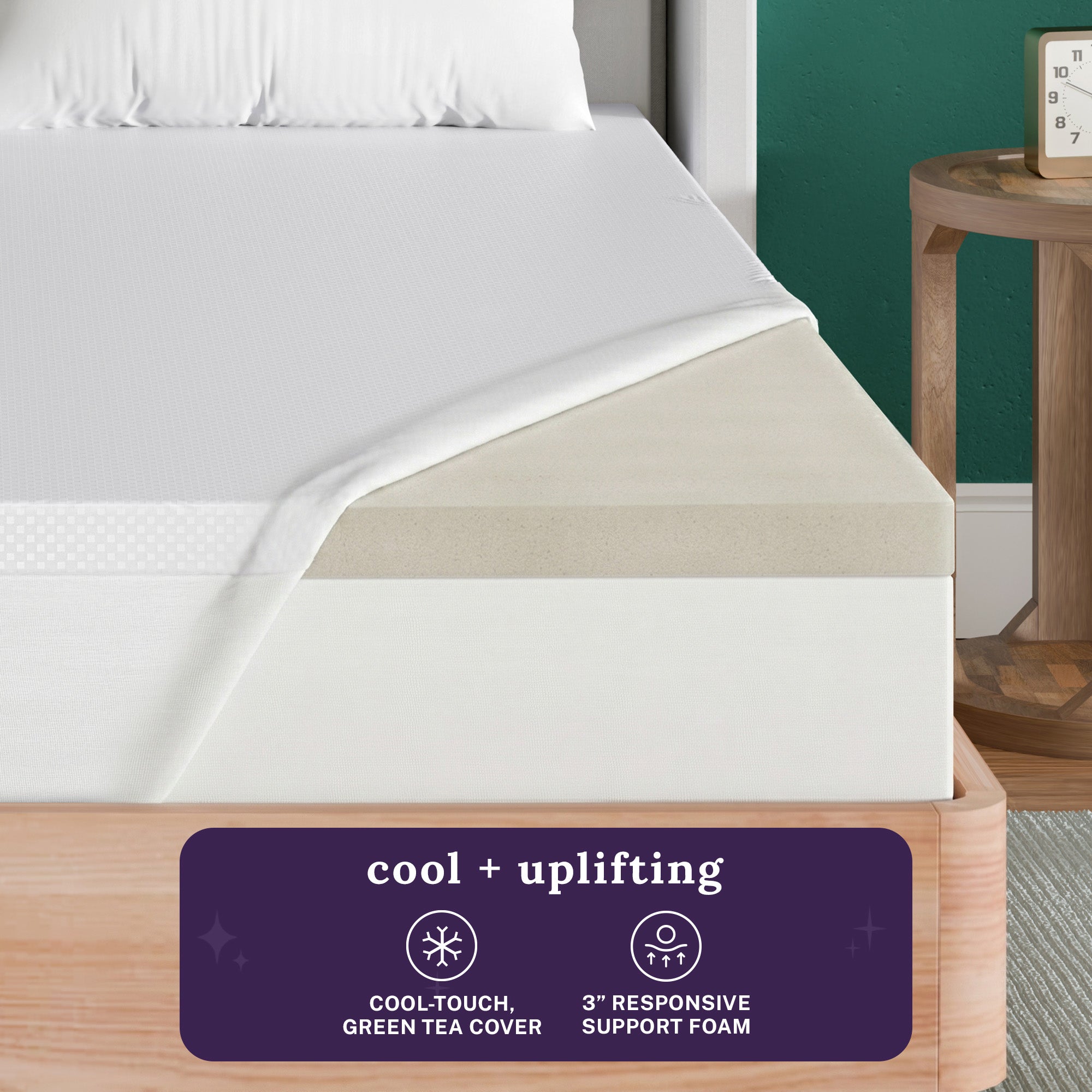 3 Inch Support Foam Green Tea Mattress Topper