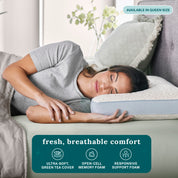 Enhanced Support Responsive Foam & Memory Foam Pillow with Green Tea Cover
