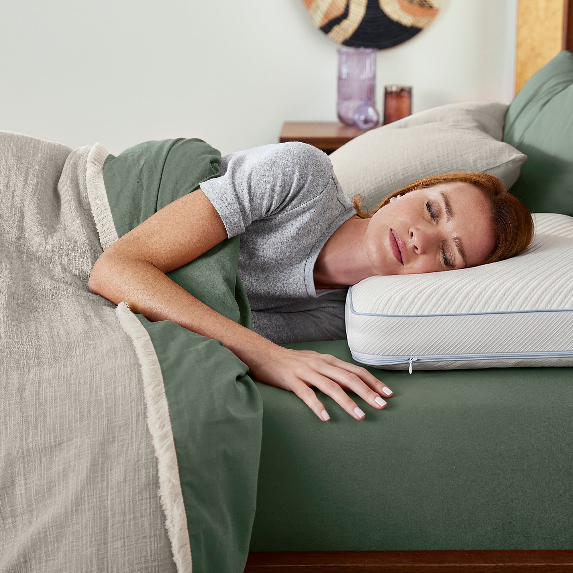 Luxe Comfort Mini Cushion & Gel Memory Foam Pillow with Green Tea Cover