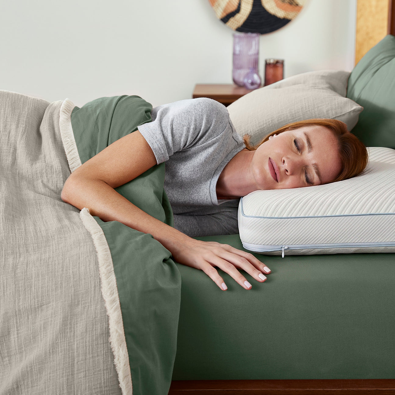 Luxe Comfort Mini Cushion & Gel Memory Foam Pillow with Green Tea Cover