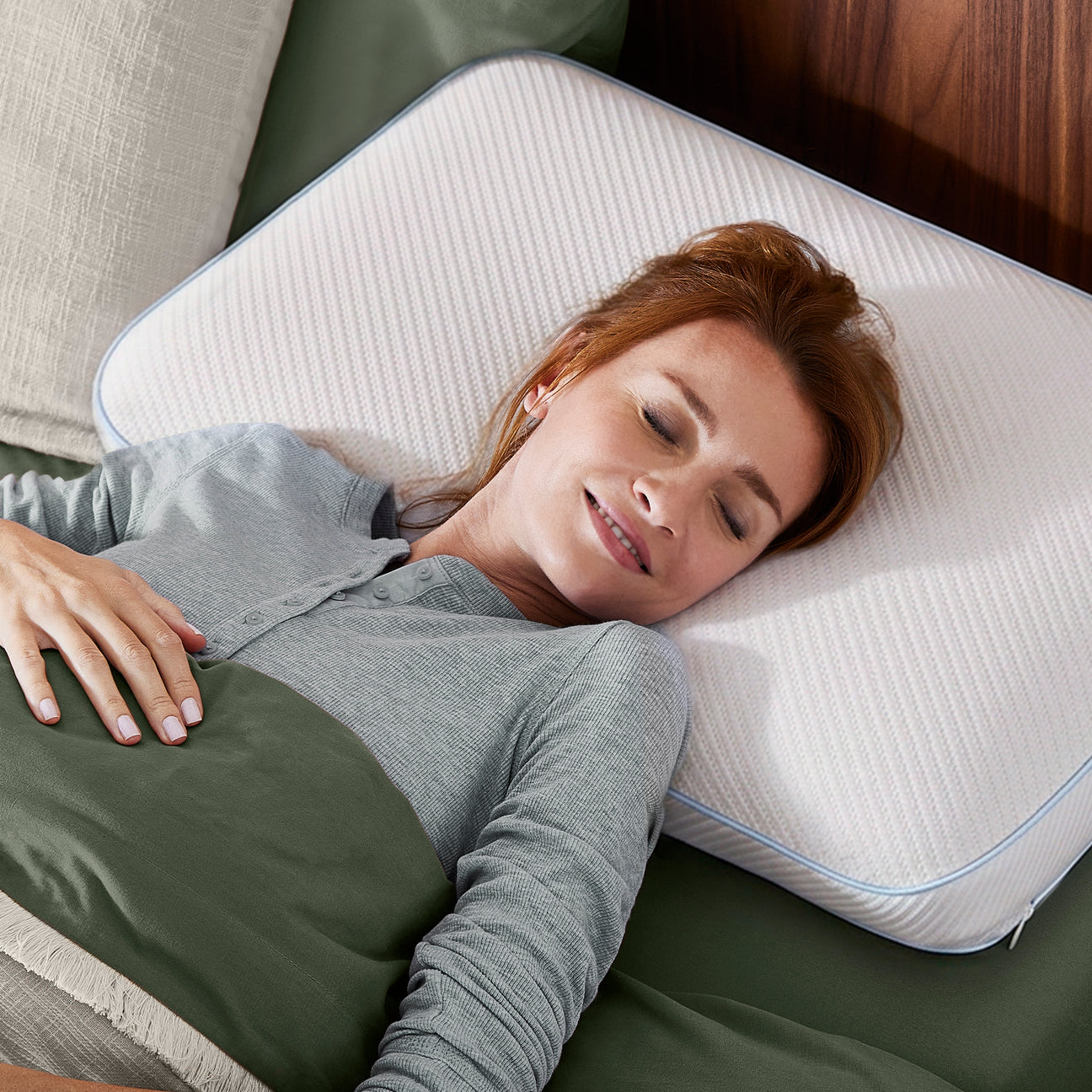 Luxe Comfort Mini Cushion & Gel Memory Foam Pillow with Green Tea Cover