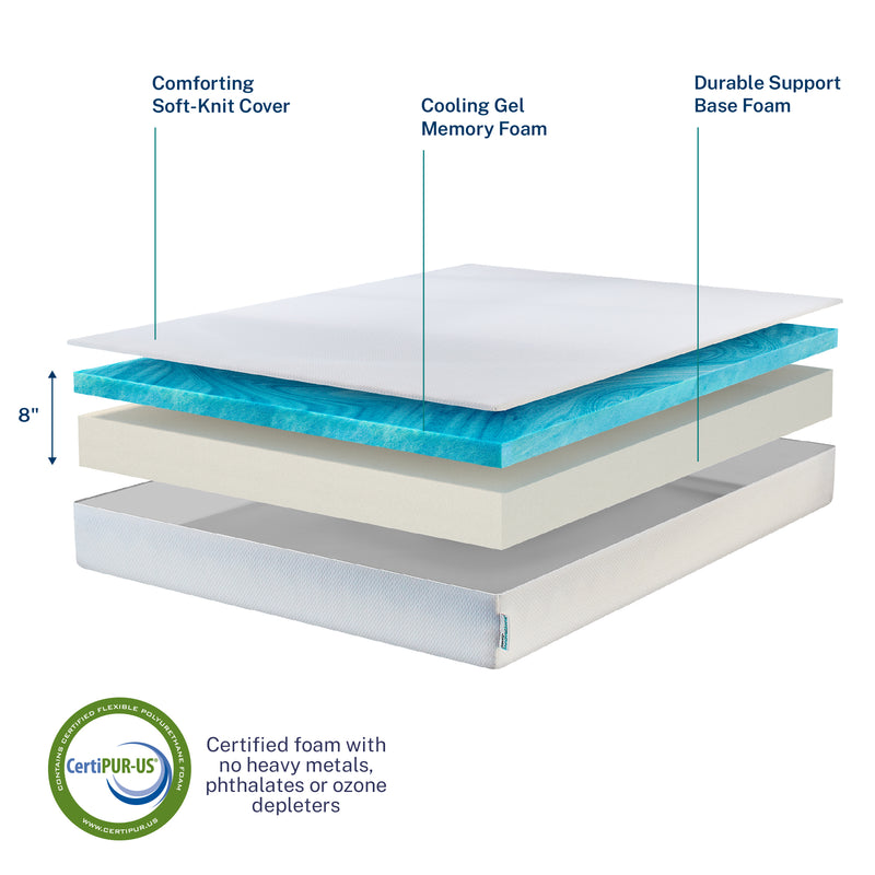 Marley 8" Medium-Firm Cooling Gel Memory Foam Mattress